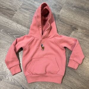 POLO RALPH LAUREN Baby Pink Hoodie Pony Embroidered Logo Girls 3